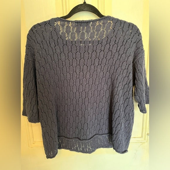 Jones New York Sport Navy Blue Knit Scoop Neck Top Large Petite - Picture 2 of 9